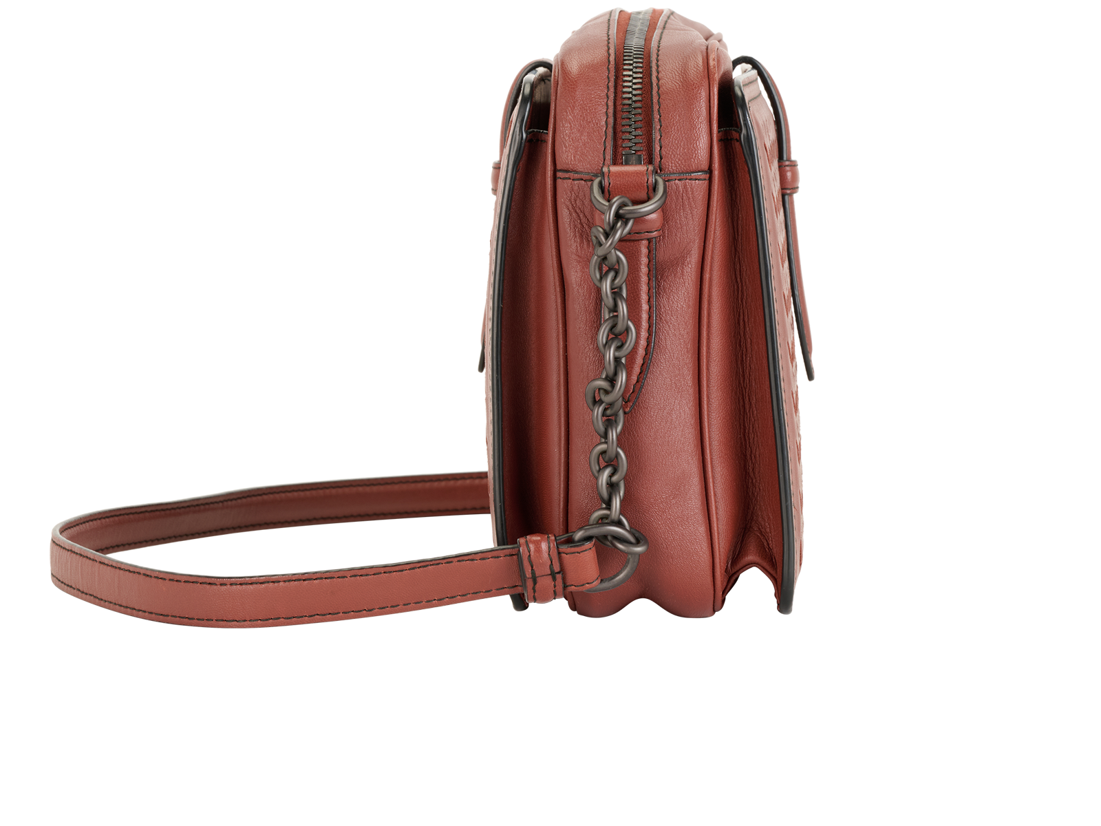 Intrecciato Camera Shoulder Bag, &pound;550, Handbags, Brown, Leather, Side view